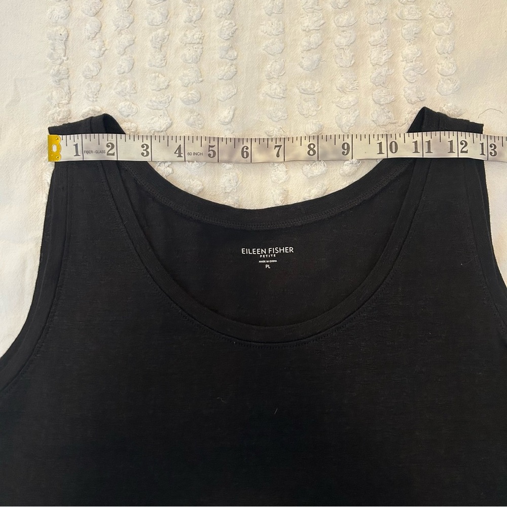 Eileen Fisher 100% Linen Jersey Black Scoop Neck Tank Sz Petite L - Picture 12 of 12